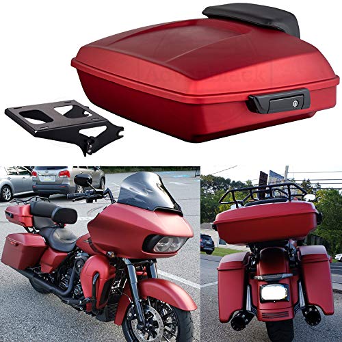 Wicked Red Denim Razor Tour Pack Black Quick Release Mounting Rack for H-D Touring, Road Glide, Street Glide, Road Glide Special, 2019