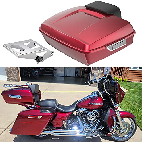 Moto Onfire Harley Tour Pack Chopped Tour Pack, Velocity Red Sunglo, Detachable Trunk Pak Mount Rack Fit for Harley Touring Street Glide, Road Glide, Road King, 2014 15 16 17 18 19 20 21 22 2023