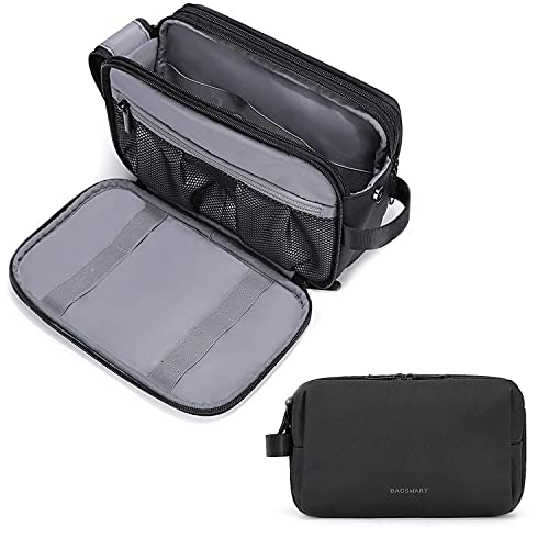 BAGSMART Toiletry Bag for Men, Travel Toiletry Organizer Dopp Kit Water-resistant Shaving Bag for Toiletries Accessories (Large Black)