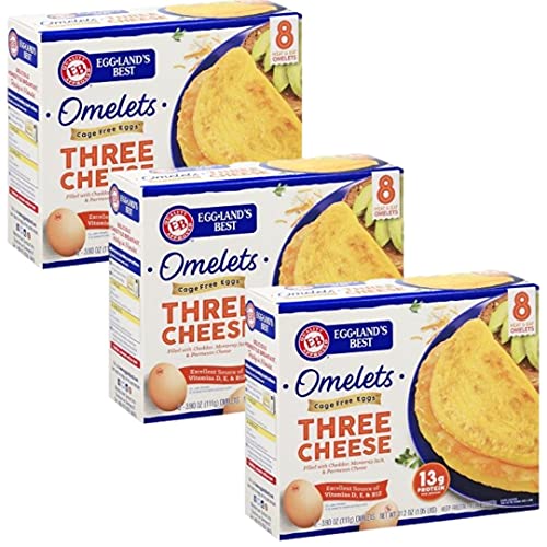 Gourmet Kitchn Eggland's Best Omelettes - Three Cheese - 3 Boxes Total - 24 Omelettes Total - Frozen Breakfast - Ready Set Gourmet Donate a Meal Program