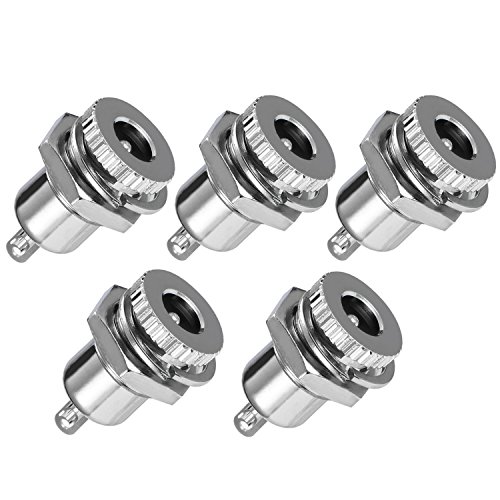 E-outstanding 5-Pack DC-099 5.5 mm x 2.1mm 30V 10A DC Power Jack Socket,Threaded Female Panel Mount Connector Adapter