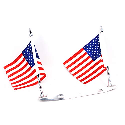 GUAIMI License Plate Flag Mount Double Flag Holder Motorcycle Flags (2x The American Flag)