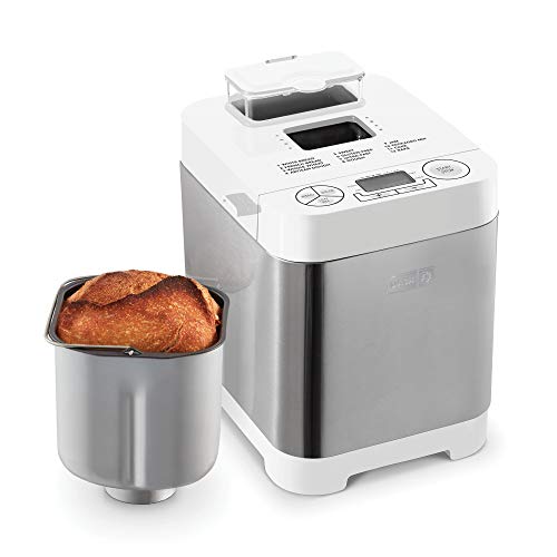 Dash Everyday Stainless Steel Bread Maker, Up to 1.5lb Loaf, Programmable, 12 Settings + Gluten Free & Automatic Filling Dispenser - White