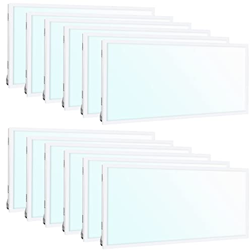 WEIZE (12 Pack 2x4 FT LED Flat Panel Troffer Light, 40/50/60W, CCT Selectable 4000K/5000K/6500K Drop Ceiling Office Lights, 115LM/W, 0-10V Dimmable Ultra Slim Recessed Back-lit Fixture, DLC