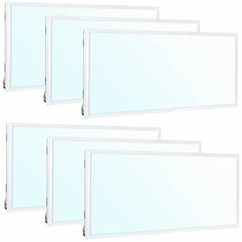 WEIZE 6 Pack 2x4 FT LED Flat Panel Troffer Light, 40/50/60W, CCT Selectable 4000K/5000K/6500K Drop Ceiling Office Lights, 115LM/W, 0-10V Dimmable Ultra Slim Recessed Back-lit Fixture, ETL