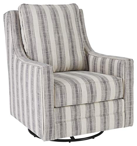 Signature Design by Ashley Kambria Striped Upholstered Swivel Accent Glider Chair, Ivory & Black