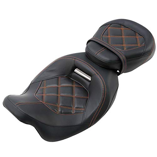 SLMOTO Two-up Front Rear Driver Passenger Seat Detachable Motorcycle Driver & Passenger Motorcycle Seat Fit for Harley Touring Road King Special FLHRXS