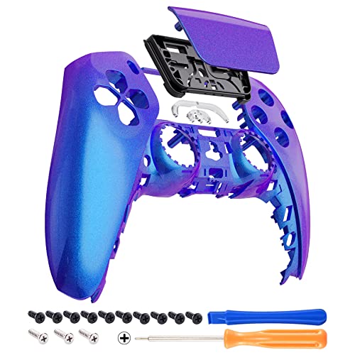 eXtremeRate Chameleon Purple Blue Touchpad Front Housing Shell Compatible with ps5 Controller BDM-010 BDM-020 BDM-030, DIY Replacement Shell Custom Touch Pad Cover Compatible with ps5 Controller