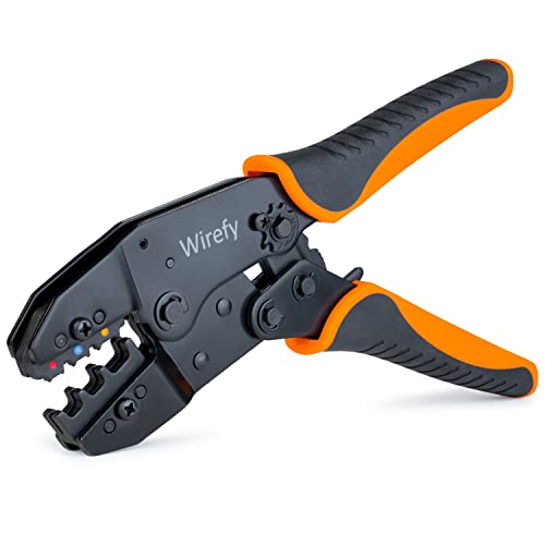 Wirefy Crimping Tool For Insulated Electrical Connectors - Ratcheting Wire Crimper - Crimping Pliers - Ratchet Terminal Crimper - Wire Crimp Tool 22-10 AWG
