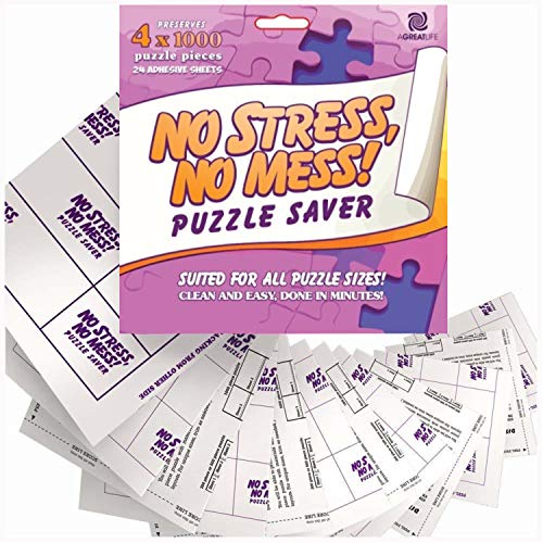 Preserve 4 x 1000 Pieces Jigsaw Puzzles - AGREATLIFE 24 Sheets No Stress, No Mess Puzzle Saver for Large Puzzles - Use These Puzzle Glue Sheets to Preserve Your Finished Puzzle