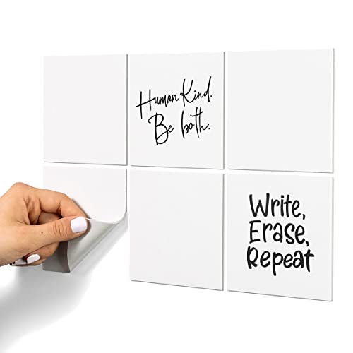 Dry Erase Reusable Sticky Notes | 4x4 6-Pack | 2-Year Re-Stickable & Erasable Post Notes | Smudge-Free Tackie Marker | Made in The USA by M.C. Squares