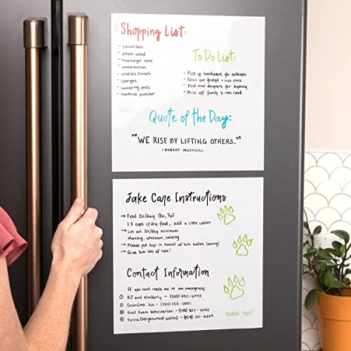 Dry Erase Sheets | 11x11 2-Pack | Whiteboards That Cling to Stainless Steel, Glass, Plastic (Any Shiny Surface) | Included Smudge-Free Wet Erase Tackie Marker | USA Made by M.C. Squares
