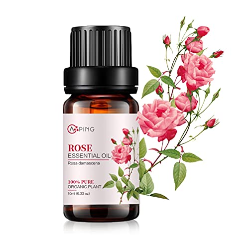 AOPING Rose Essential Oil - 100% Pure Organic Natural Plant (Rosa damascena) Rose Oil for Diffuser, Aromatherapy, Spa, Massage, Yoga, Perfume, Body - 0.33oz