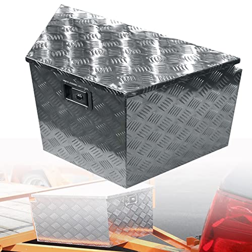 ANTUKO 29in Aluminum Trailer Tongue Tool Box Diamond Tread for Pick Up Truck Bed RV ATV w/Lock & Keys 29 x 15 x 18in (L x W x H) Silver 1.5mm Thickness