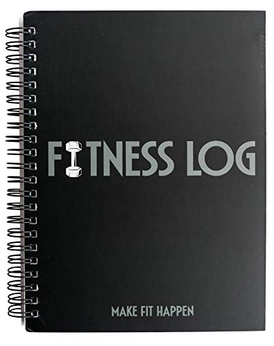 Black Fitness Journal Workout Book - Fitness Planner - Daily Log Planner - Workout Log Book for Weight Loss, Lifting, WOD for Men & Women to Track Goals & Muscle Gain -Workout Accessories