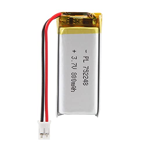 AKZYTUE 3.7V 800mAh 752248 Lipo Battery Rechargeable Lithium Polymer ion Battery Pack with JST Connector