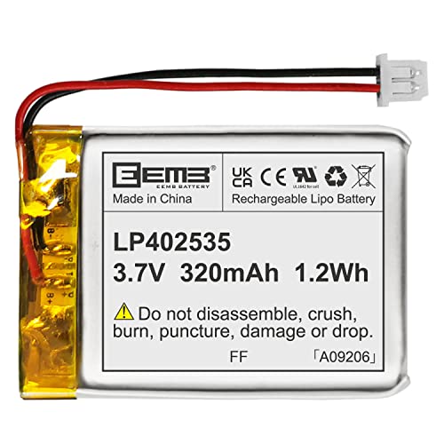 EEMB Lithium Polymer Battery 3.7V 320mAh 402535 Lipo Rechargeable Battery Pack with Wire Molex Connector for Speaker and Wireless Device- Confirm Device & Connector Polarity Before Purchase