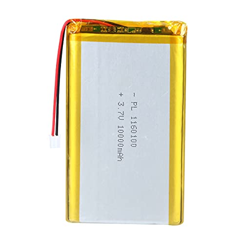 AKZYTUE 3.7V 10000mAh 1160100 Lipo Battery Rechargeable Lithium Polymer ion Battery with PH2.0mm JST Connector