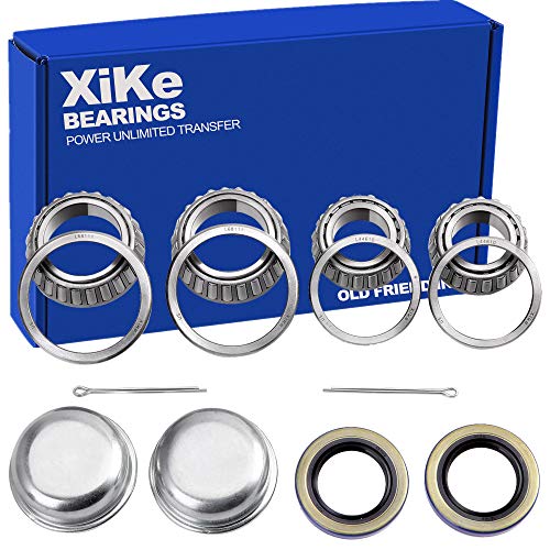 XiKe 2 Set Fits for 1-3/8'' to 1-1/16'' Axles Trailer Wheel Hub Bearings Kit, L68149/L68111 and L44649/L44610, 171255TB Seal OD 1.719'', Dust Cover and Cotter Pin, Rotary Quiet High Speed and Durable.