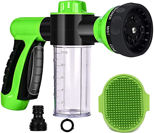 StaiBC Garden Hose Nozzle, High Pressure Hose Spray Nozzle 8 Way Spray Pattern with 3.5oz/100cc Soap Dispenser Bottle Snow Foam Gun for Car Wash, Watering Plants, Lawn, Patio, Showering Pet, Cleaning