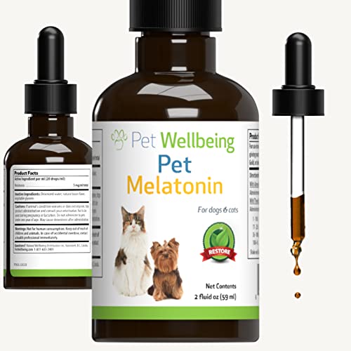 Pet Wellbeing Pet Melatonin for Dogs - Vet-Formulated - Adrenal Cortisol Balance, Cushing's, Natural Relaxant, Sleep Support - Liquid Supplement 2 oz (59 ml)