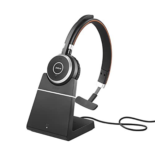 Jabra Evolve 65 SE Mono Wireless Headset - Bluetooth Headset with Noise-Cancelling Microphone, Long-Lasting Battery, and Charging Stand - MS Teams Certified, Works with All Other Platforms - Black