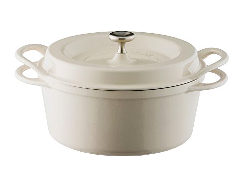 Vermicular NBG22R Round Oven Pot, 8.7 inches (22 cm), Anhydrous, Enameled Pot, Exclusive Recipe Book Included, Natural Beige