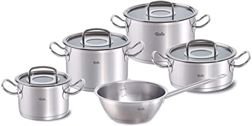 Fissler Original-Profi Collection 2019 Stainless Steel Set with Glass Lids, 9 Piece with Conical Pan