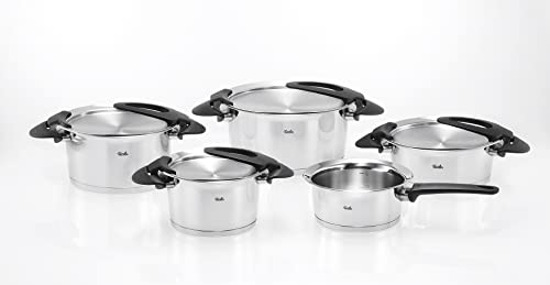 Fissler Intensa Stainless Steel Cookware-Set, 9-piece, pots with metal lid (3 stock pots, 1 casserole, 1 saucepan )  induction