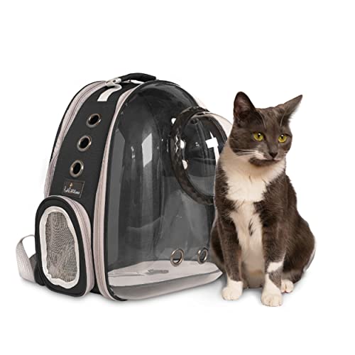 LaLuz2021 Cat Carrier Backpack Pet Bag- Expandable Tent Double Bubble Capsule Backpacks - Plush mat with Bonus Velcro and Built-in Leash Clip