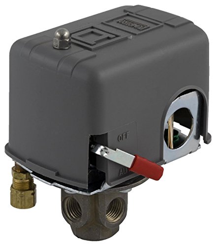 Square D by Schneider Electric 9013FHG14J52M1X Air-Compressor Pressure Switch, 125 psi Set Off, 30 psi Fixed Differential, 4-Way Flange, 2-Way Release Valve, Auto/Off Cut-Out Lever