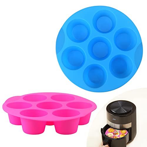 XANGNIER Silicone Muffin Pan for 3QT-5QT Air Fryer,2 Pcs Cupcake Tray Baking Mold,Reusable Non-stick Air Fryer Baking Pan,Air Fryer Accessories