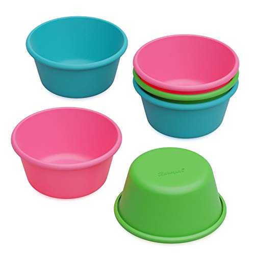 Bakerpan Silicone Mini Cake Pan, Large Muffin Cup, 3 1/2 Inch Baking Cups, Set of 6