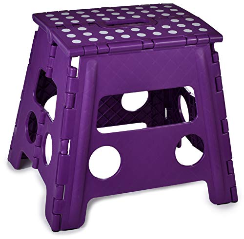 Folding Step Stool, 13 Inch - The Anti-Skid Step Stool is Sturdy to Support Adults and Safe Enough for Kids. Opens Easy with One Flip. Great for Kitchen, Bathroom, Bedroom, Kids or Adults. (Purple)