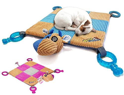 HOUNDGAMES Puppy Toy Mat with Teething Chew Toys (20 x 20) Ropes, Squeaker, Plush Foam Bed, Durable - Comfort and Fun, All-in-One