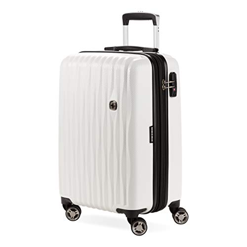 SwissGear 7272 Energie Hardside Luggage Carry-On Luggage With Spinner Wheels & TSA Lock, White, 19