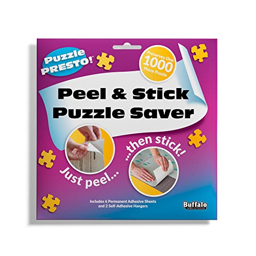 Puzzle Presto! Peel & Stick Puzzle Saver: The Original and Still the Best Way to Preserve Your Finished Puzzle! - 6 Adhesive Sheets and 2 Adhesive Hangers