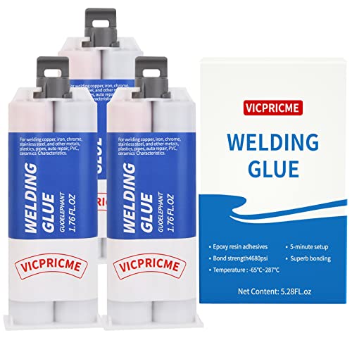 1.76 oz Metal Glue, 2 Part Liquid Metal Welding Heavy Duty Epoxy Glue, Marine Filler Repair Putty, High Temperature Resistant Heavy Duty Ab Glue (3Pcs)