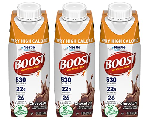 Boost Very High Calorie Nutritional Drink, Chocolate, Nutrient-Packed High Calorie & High Protein Drink with Vitamins & Minerals, 8 FL OZ Bottle (Pack of 3)