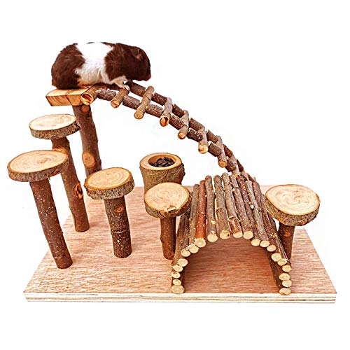 Tfwadmx Wooden Hamster Bridge, Small Animals Climbing Ladder Activity Set Platform Ramps Playground Toys for Mouse Dwarf Hamster Gerbil Rat Sugar Glider Syrian Hamster