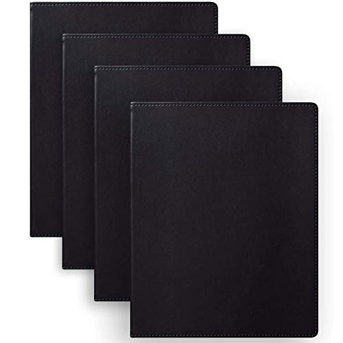 Eccolo World Traveler Simply Black Lined Journal with 256 Premium Pages (Set of 4 Notebooks, Large 8x10-inches)