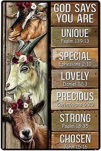 Goat Metal Tin Sign God Says You Are Lovely Funny Poster Country Farm House Sheep Pen Living Room Bathroom Kitchen Home Art Wall Decoration Plaque Gift