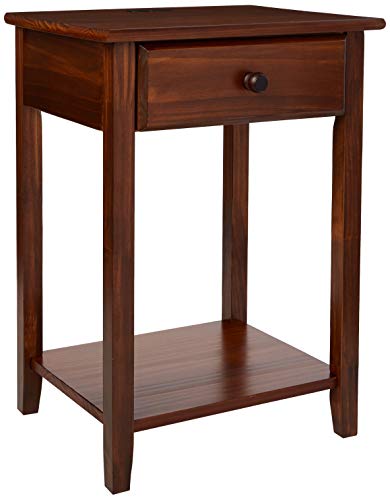 Casual Home Night Owl Nightstand with USB Ports-Warm Brown