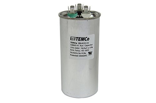 TEMCo 70+5 uf/MFD 370-440 VAC Volts Round Dual Run Capacitor 50/60 Hz AC Electric - Lot -1 (Optional uf/MFD, Voltage and Lot Quantities Available)