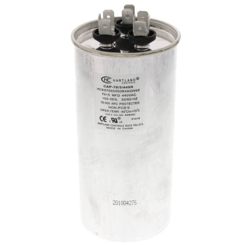 The HVAC Genius, 70 + 5 MFD Capacitor 370 or 440 VAC Oval Run for Fan Motor Blower Condenser in Air Handler Straight Cool - Heat Pump Conditioner Furnace Pool by 70-5 Round