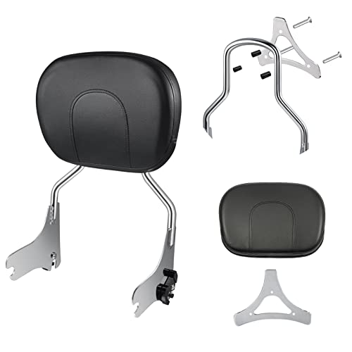 Benlari Chrome Sissy Bar Passenger Backrest Rear Pad Compatible for Harley Davidson Touring 1997-2008 Road King Street Glide Road Glide Electra Glide