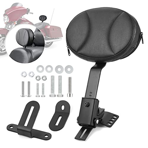 Adjustable Plug-in Driver Backrest Rider Backrest Motorcycle Driver Rider Backrest Pad Compatible with Harley Davidson Touring Street Glide Road Glide Road King Electra Glide (Black)