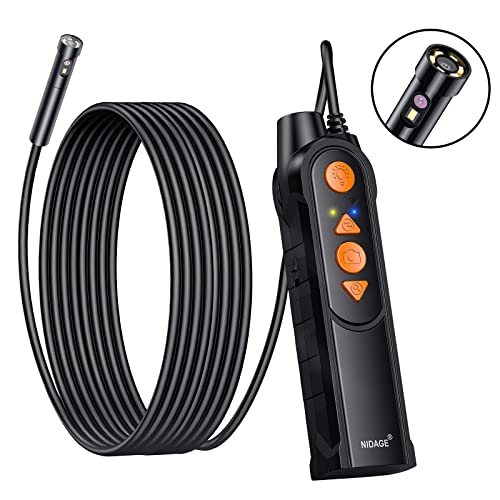 0.19inch Dual Lens Wireless Endoscope NIDAGE 5.0mm Automotive Snake Camera for Android iPhone Smartphone Tablet Waterproof WiFi Borescope Industiral Inspection Camera with 7 LEDs for Sewer Pipe 11.5FT