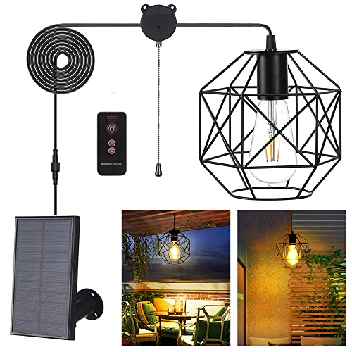 GOSUNWEY Solar Pendant Light Outdoor Indoor, Solar Chandelier Outdoor Storage Shed Solar Powered Lights with Pull Cord,Solar Indoor Lights for Home Chicken Coop Porch Barn Greenhouse Patio Garden