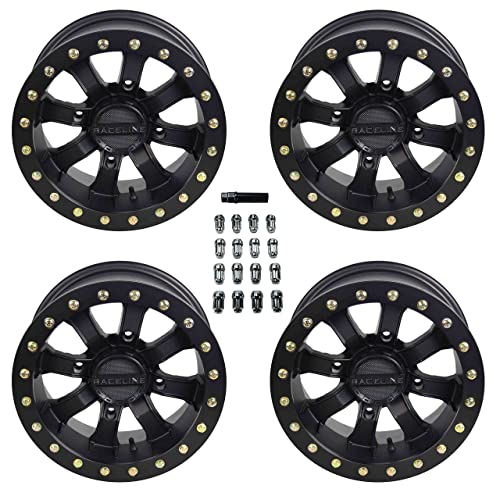 Raceline Mamba Beadlock ATV Wheels/Rims Black 14" Polaris RZR 1000 XP / Ranger 900 XP